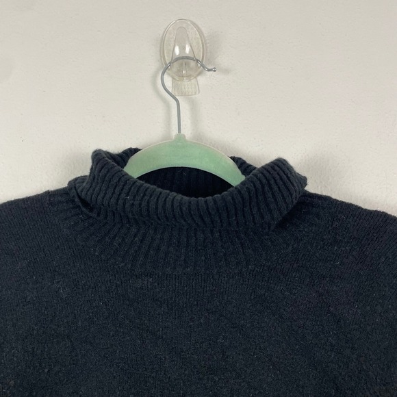J. Crew Black Turtleneck Sweater Puff Sleeve Ribbed Knit Women's M - Picture 2 of 7